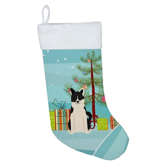 Carolines Treasures BB4154CS Merry Christmas Tree Russo-European Laika Spitz Christmas Stocking Large multicolor