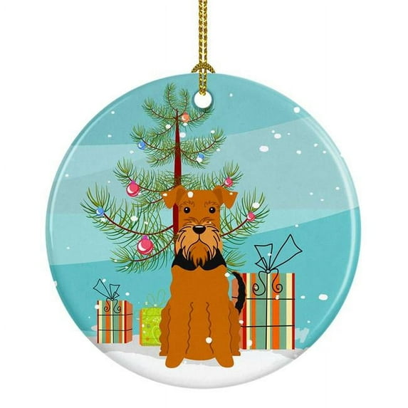 Carolines Treasures BB4166CO1 Merry Christmas Tree Airedale Ceramic Ornament
