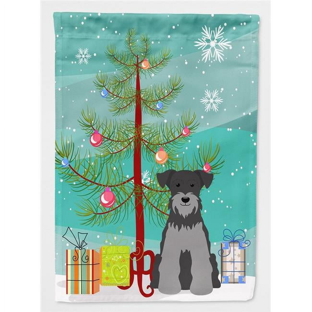Caroline's Treasures BB4177GF Merry Christmas Tree Miniature Schanuzer Black Silver Flag Garden Size , Small, multicolor