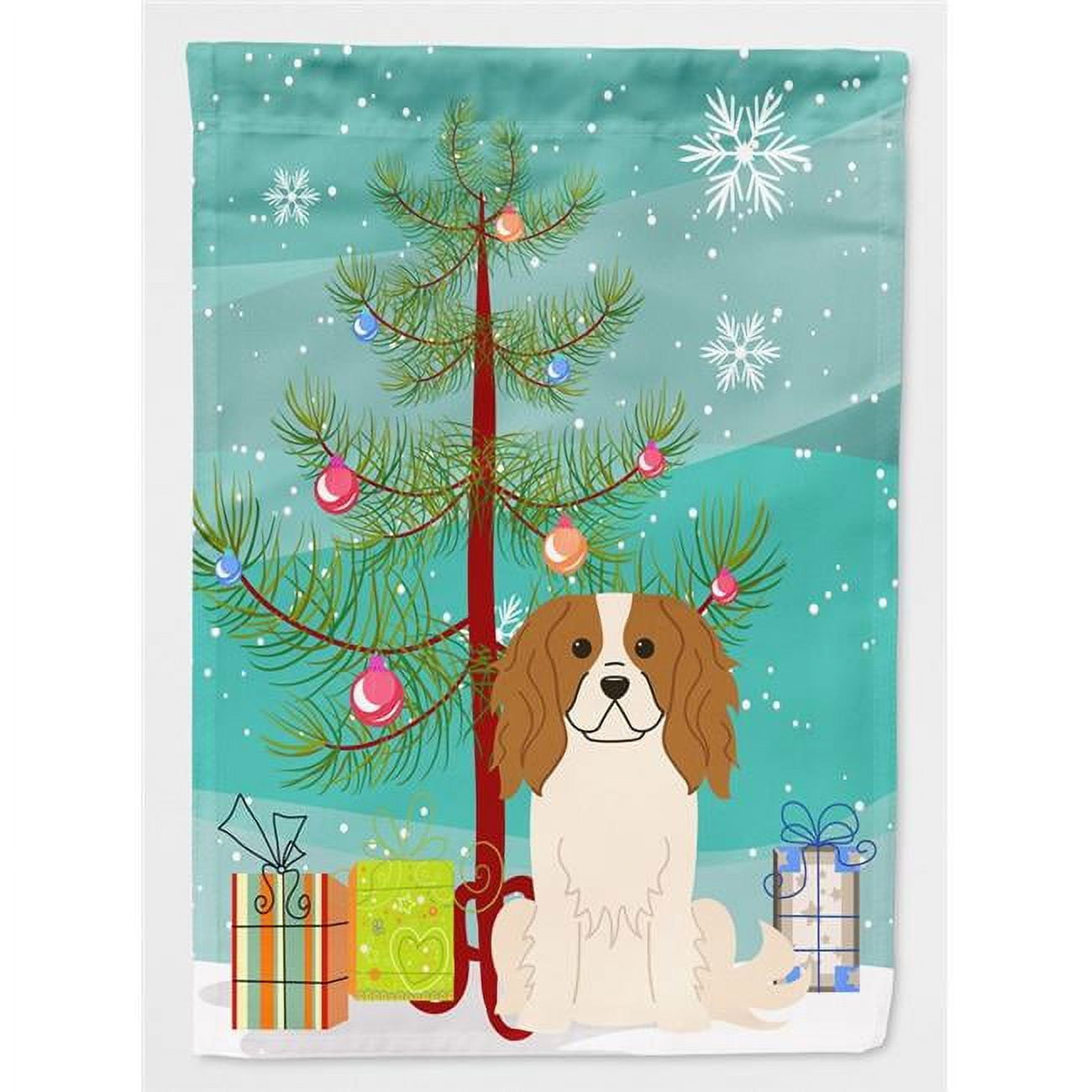 Carolines Treasures BB4183GF Merry Christmas Tree Cavalier Spaniel Flag Garden Size