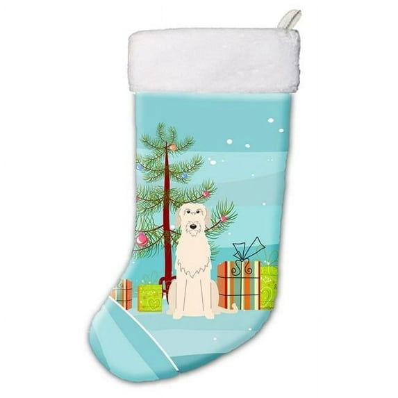 Carolines Treasures BB4190CS Merry Christmas Tree Irish Wolfhound Christmas Stocking