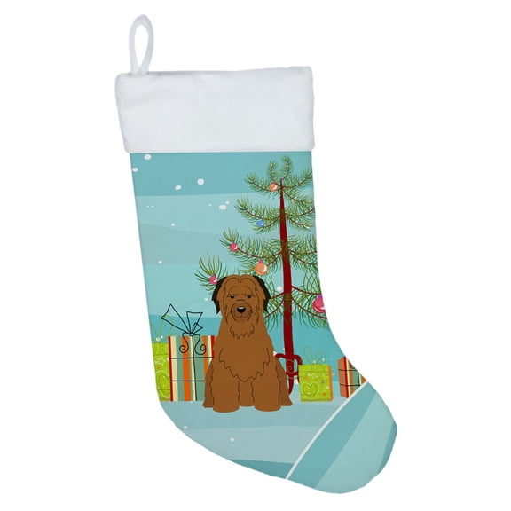 Carolines Treasures BB4207CS Merry Christmas Tree Briard Brown Christmas Stocking  Large multicolor