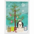 thumbnail image 1 of Caroline's Treasures BB4213CHF Merry Christmas Tree Shih Tzu Black White Flag Canvas House Size , Large, multicolor, 1 of 3