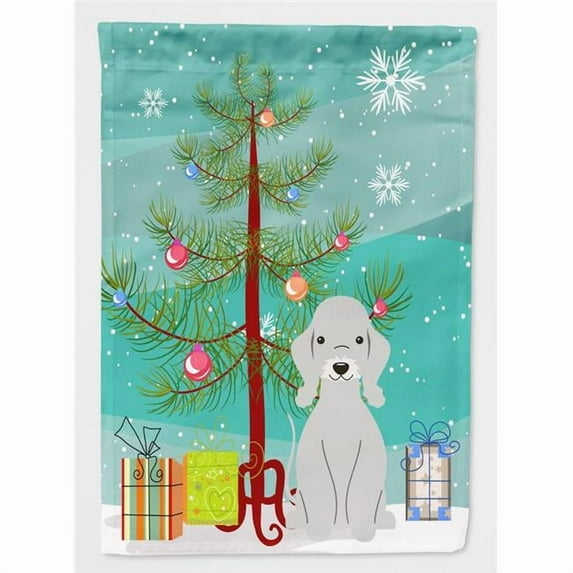 Caroline's Treasures BB4215GF Merry Christmas Tree Bedlington Terrier Blue Flag Garden Size , Small, multicolor