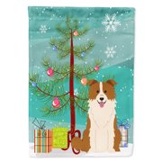 Carolines Treasures BB4244GF Merry Christmas Tree Border Collie Red White Flag Garden Size , Small, multicolor