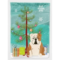 Carolines Treasures BB4250GF Merry Christmas Tree English Bulldog Fawn White Flag Garden Size