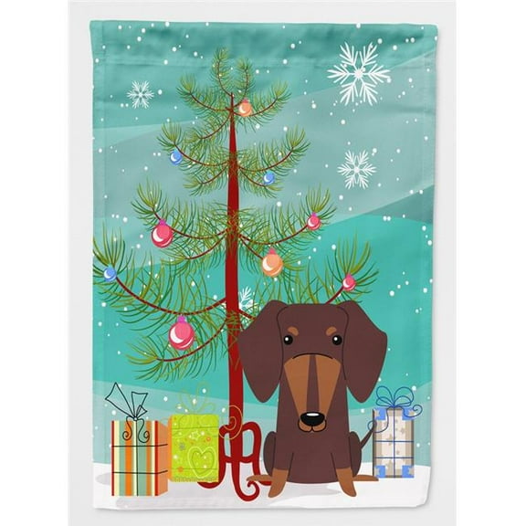 Merry Christmas Tree Dachshund Chocolate Garden Flag