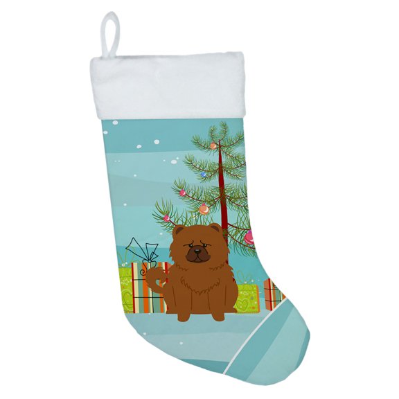 Carolines Treasures BB4267CS Merry Christmas Tree Chow Chow Red Christmas Stocking  Large multicolor