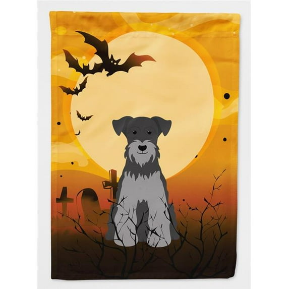 Caroline's Treasures BB4318GF Halloween Miniature Schanuzer Black Silver Flag Garden Size , Small, multicolor