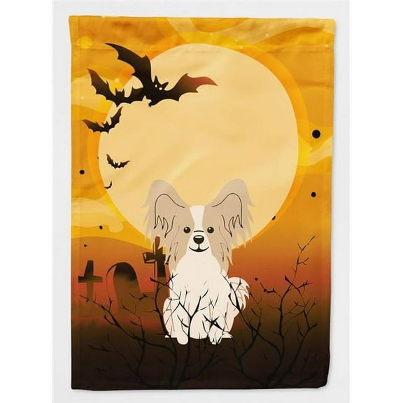 Caroline's Treasures BB4343GF Halloween Papillon Sable White Flag Garden Size , Small, multicolor