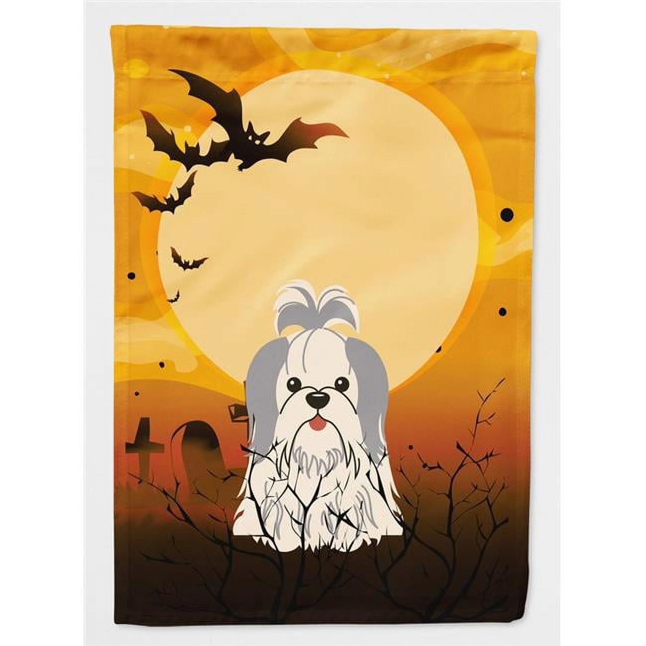 Carolines Treasures BB4351CHF Halloween Shih Tzu Silver & White Flag Canvas House Size
