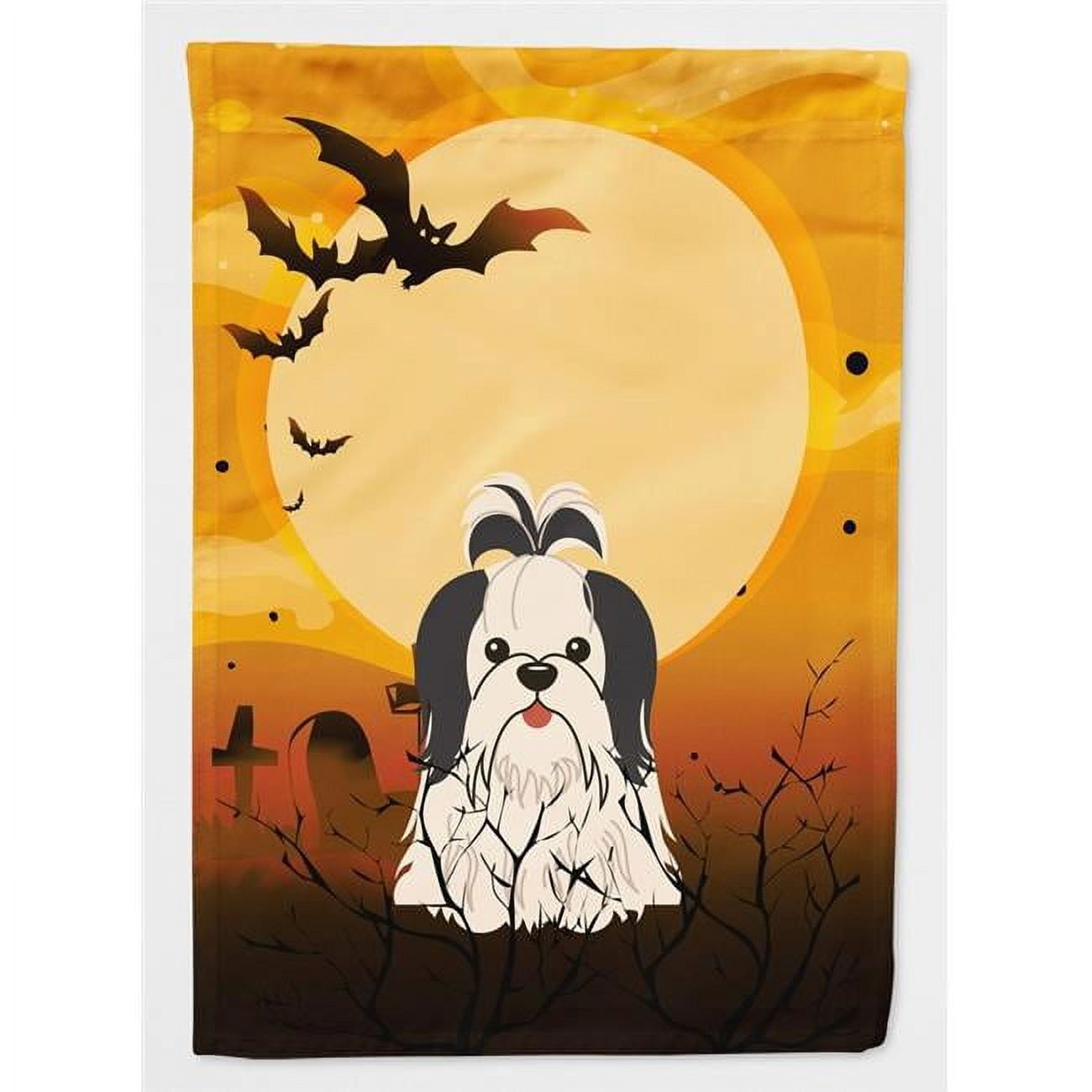 Carolines Treasures BB4354CHF Halloween Shih Tzu Black & White Flag Canvas House Size