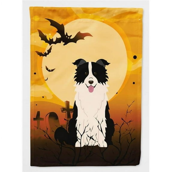 Carolines Treasures BB4384CHF Halloween Border Collie Black & White Flag Canvas House Size