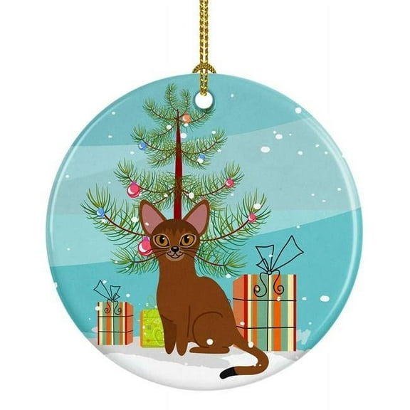 Carolines Treasures BB4411CO1 Abyssinian Cat Merry Christmas Tree Ceramic Ornament