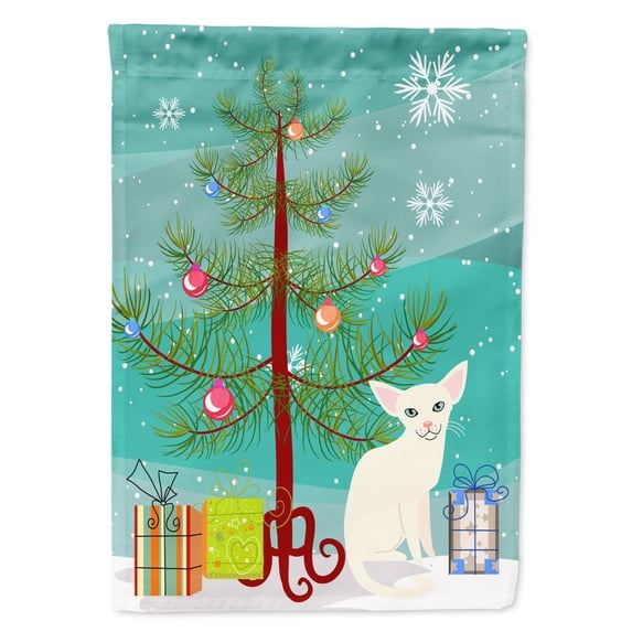 Carolines Treasures BB4420GF Foreign White Cat Merry Christmas Tree Flag Garden Size Small multicolor