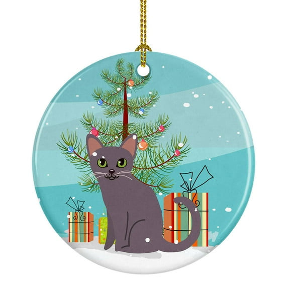 Carolines Treasures BB4422CO1 Korat Cat Merry Christmas Tree Ceramic Ornament 3 in multicolor
