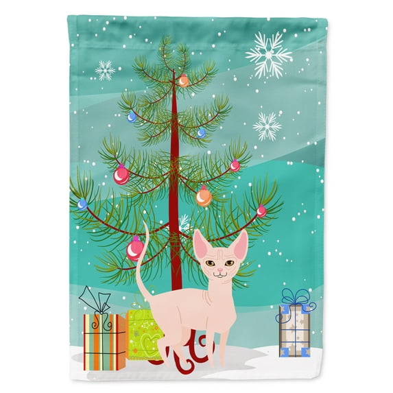 Carolines Treasures BB4432GF Sphynx Cat Merry Christmas Tree Flag Garden Size Small multicolor