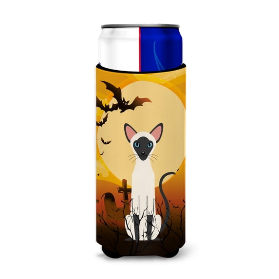 Carolines Treasures BB4454MUK Halloween Siamese Cat Michelob Ultra Hugger for slim cans Slim Can multicolor