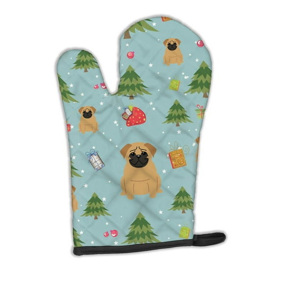 Christmas Pug Brown Oven Mitt