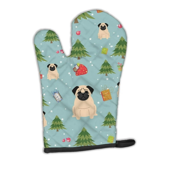 Carolines Treasures BB4668OVMT Christmas Pug Fawn Oven Mitt Large multicolor
