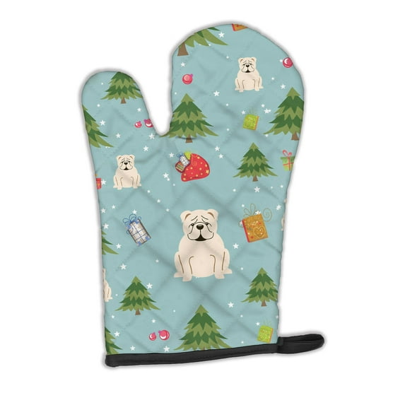 Christmas English Bulldog White Oven Mitt