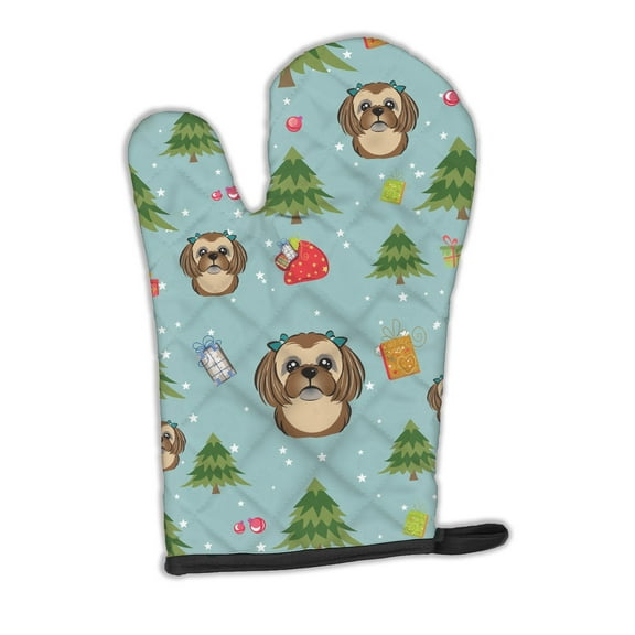 Carolines Treasures BB5038OVMT Christmas Chocolate Brown Shih Tzu Oven Mitt Large multicolor
