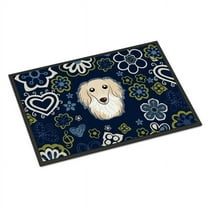 Carolines Treasures BB5063MAT 18 x 27 in. Blue Flowers Longhair Creme Dachshund Indoor or Outdoor Mat