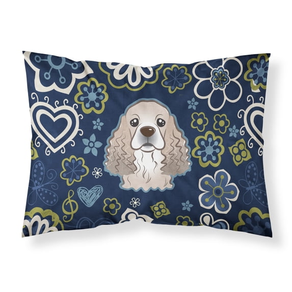 Carolines Treasures BB5067PILLOWCASE Blue Flowers Cocker Spaniel Fabric Standard Pillowcase Standard multicolor