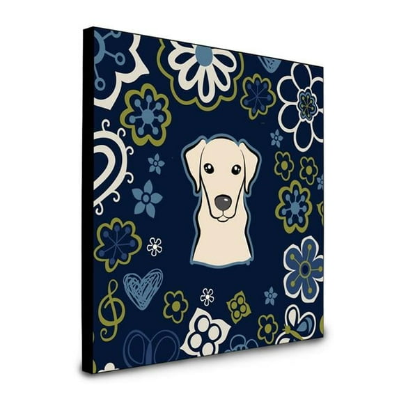 Carolines Treasures  8 x 8 x 0.625 in. Blue Flowers Yellow Labrador Artwork Panel Wall Decor