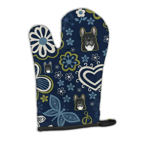 Carolines Treasures BB5078OVMT Blue Flowers French Bulldog Oven Mitt Large multicolor