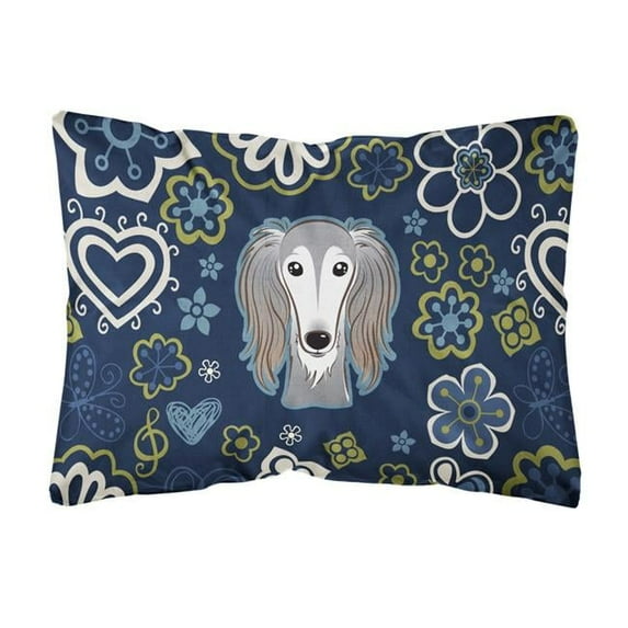 Carolines Treasures BB5080PW1216 Blue Flowers Saluki Canvas Fabric Decorative Pillow