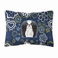thumbnail image 1 of Caroline's Treasures BB5081PW1216 Blue Flowers Japanese Chin Canvas Fabric Decorative Pillow , 12H x16W, multicolor, 1 of 3