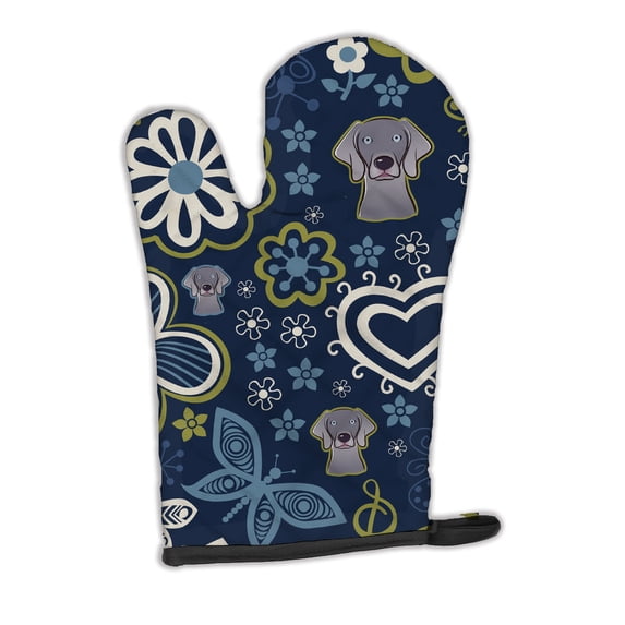 Carolines Treasures BB5082OVMT Blue Flowers Weimaraner Oven Mitt Large multicolor