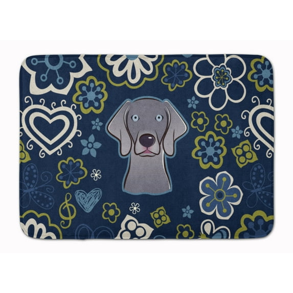 Carolines Treasures BB5082RUG Blue Flowers Weimaraner Machine Washable Memory Foam Mat 19 X 27" multicolor