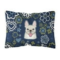 thumbnail image 1 of Caroline's Treasures BB5089PW1216 Blue Flowers French Bulldog Canvas Fabric Decorative Pillow , 12H x16W, multicolor, 1 of 3