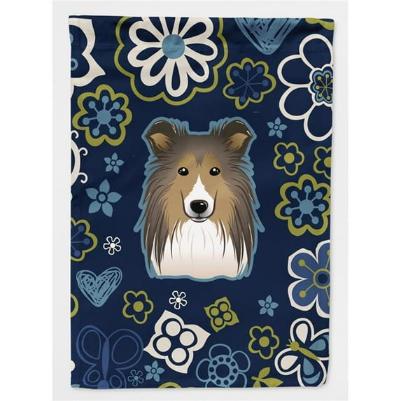Blue Flowers Sheltie Flag Garden Size BB5093GF