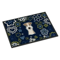 Carolines Treasures BB5098JMAT 24 x 36 in. Blue Flowers Wire Haired Fox Terrier Indoor or Outdoor Mat