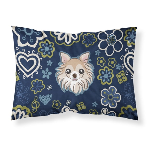 Carolines Treasures BB5102PILLOWCASE Blue Flowers Chihuahua Fabric Standard Pillowcase Standard multicolor