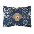 thumbnail image 1 of Carolines Treasures BB5107PW1216 Blue Flowers Chocolate Brown Poodle Canvas Fabric Decorative Pillow, 1 of 3