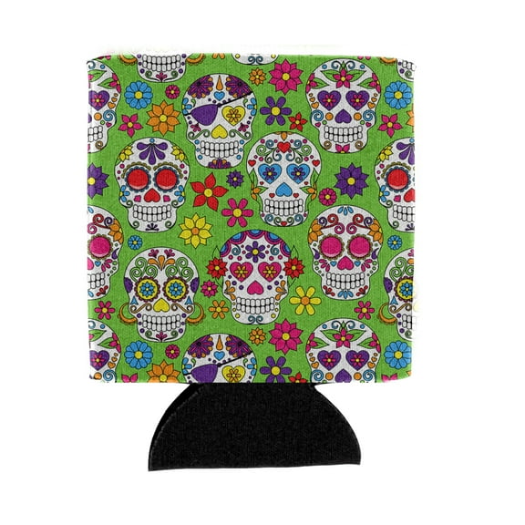 Carolines Treasures BB5117CC Day of the Dead Green Can or Bottle Hugger Can Hugger multicolor