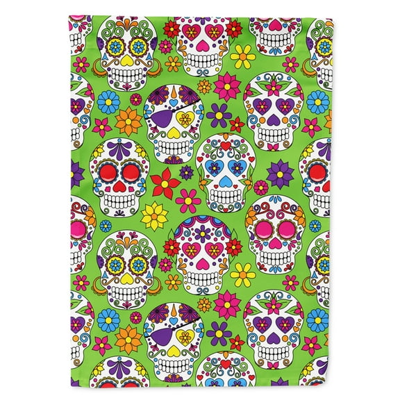 Carolines Treasures BB5117GF Day of the Dead Green Flag Garden Size  Small multicolor