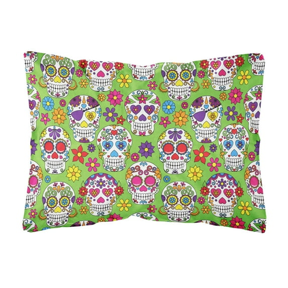 Carolines Treasures BB5117PW1216 Day of the Dead Green Canvas Fabric Decorative Pillow, 12H x16W, multicolor