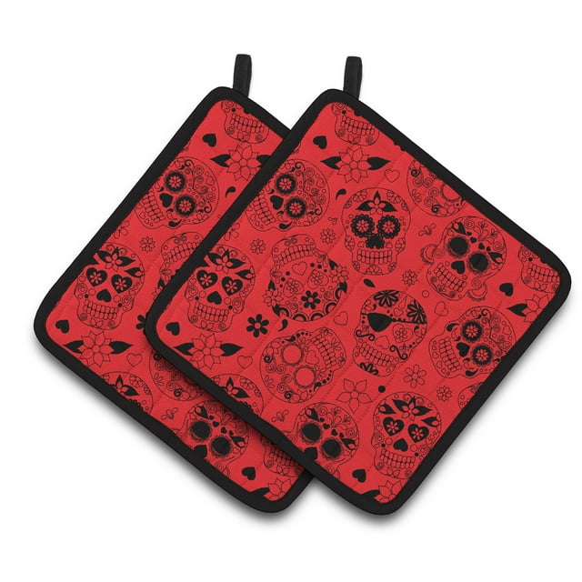 Carolines Treasures BB5119PTHD Day of the Dead Orange Pair of Pot Holders , 7.5HX7.5W, multicolor