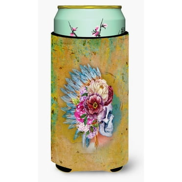 Carolines Treasures BB5129TBC Day of the Dead Flowers Skull  Tall Boy Beverage Insulator Hugger  Tall Boy multicolor