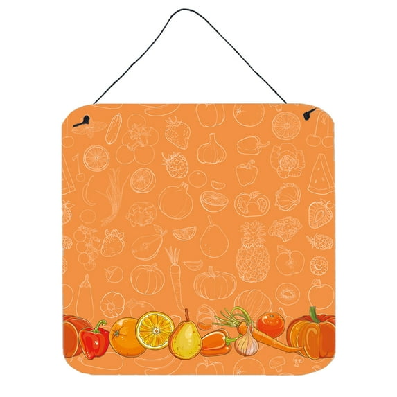 Carolines Treasures BB5131DS66 Fruits and Vegetables in Orange Wall or Door Hanging Prints 6x6 multicolor
