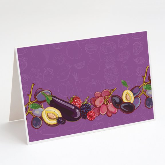 Carolines Treasures BB5132GCA7P Fruits and Vegetables in Purple Greeting Cards and Envelopes Pack of 8 7 x 5 multicolor