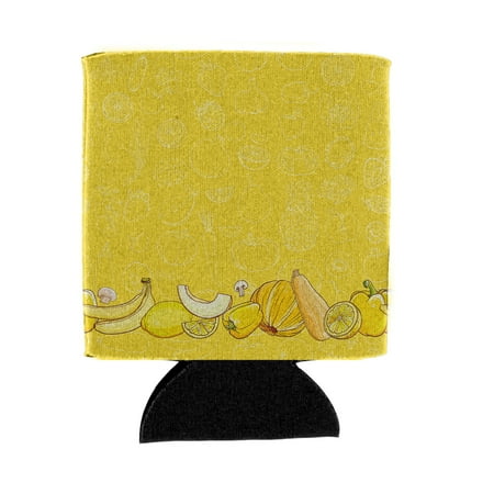 Carolines Treasures BB5134CC Fruits and Vegetables in Yellow Can or Bottle Hugger Can Hugger multicolor