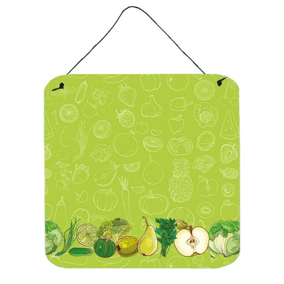 Carolines Treasures BB5135DS66 Fruits and Vegetables in Green Wall or Door Hanging Prints 6x6 multicolor