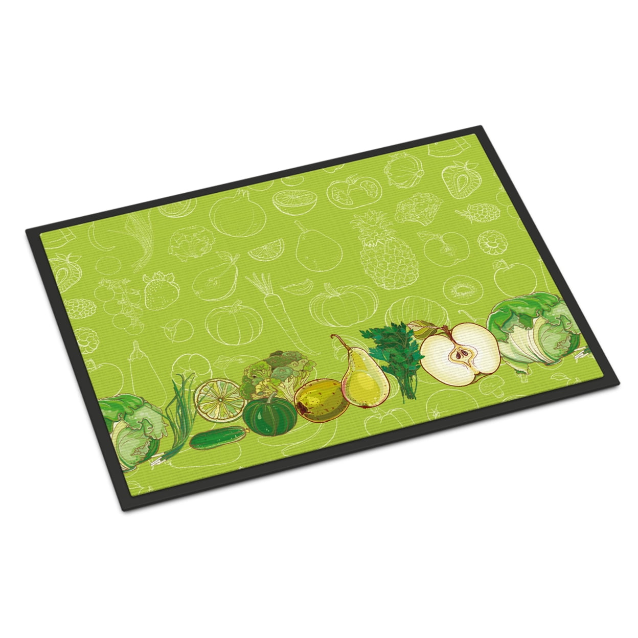 Fruits and Vegetables in Green Door Mat