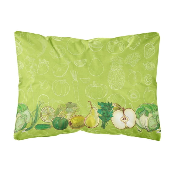 Carolines Treasures BB5135PW1216 Fruits and Vegetables in Green Canvas Fabric Decorative Pillow, 12H x16W, multicolor
